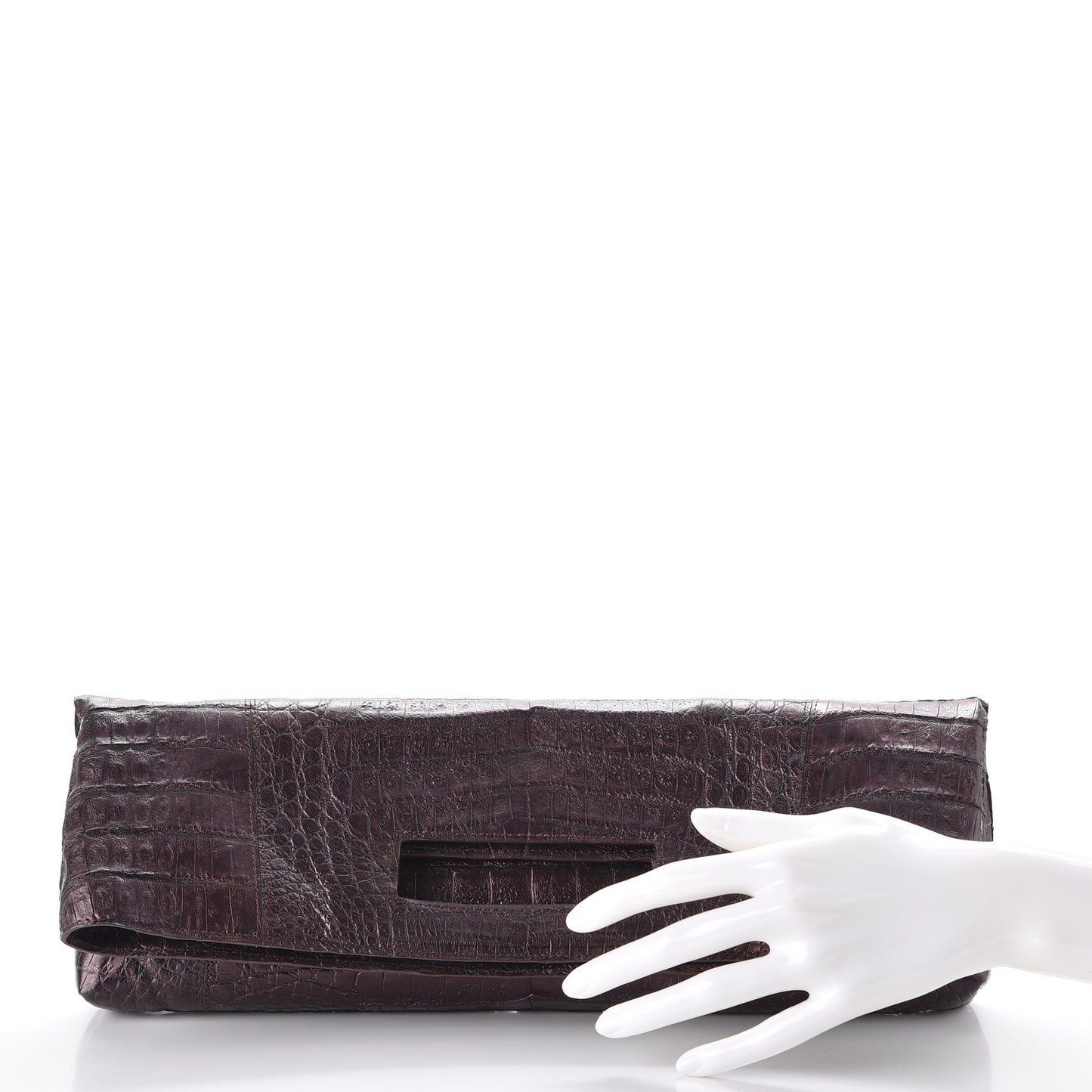 Metallic Crocodile Envelope Convertible Clutch Purple