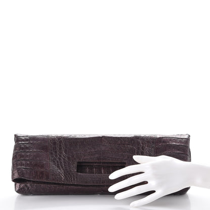 Nancy Gonzalez Metallic Crocodile Envelope Convertible Clutch Purple 2 of 10