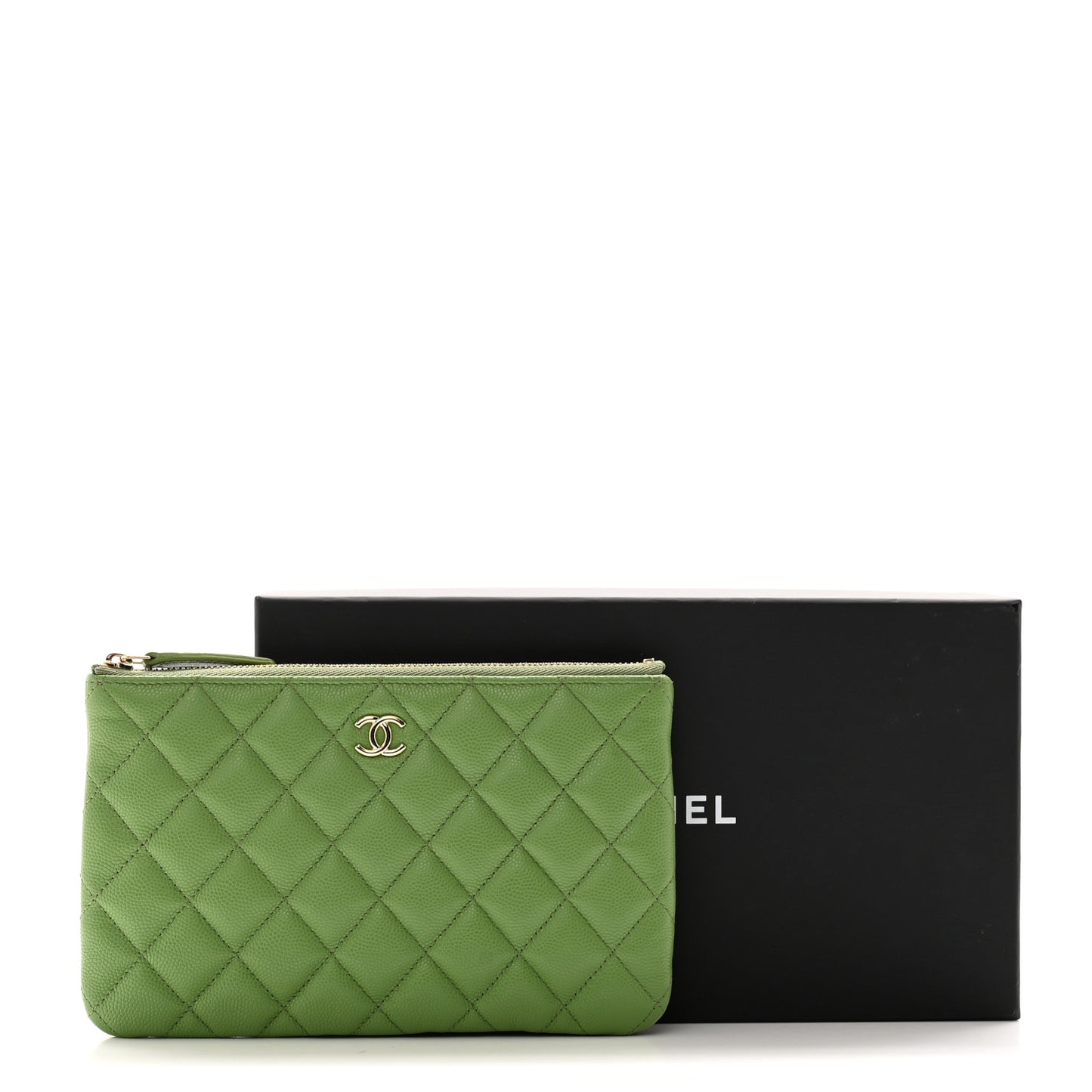 Caviar Quilted Cosmetic Case Green