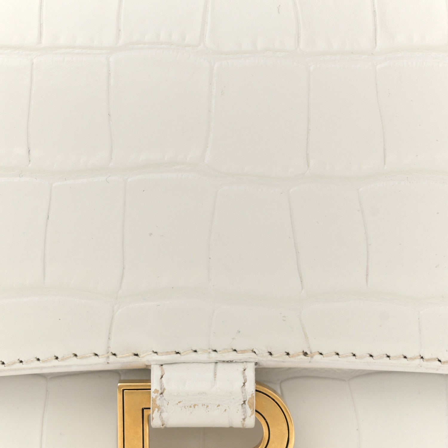 Balenciaga Calfskin Crocodile Embossed Small Hourglass Top Handle