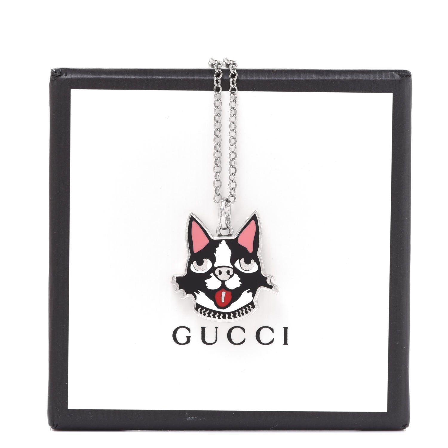 Gucci Sterling Silver Enamel Bosco Pendant Necklace 7 of 7