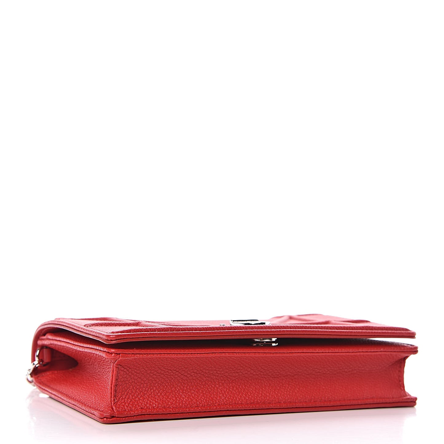 Grained Calfskin Diorama Wallet on Chain Pouch Rouge Vif