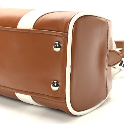 Prada Soft Calfskin Bowling Crossbody Bag Cognac White 7 of 7