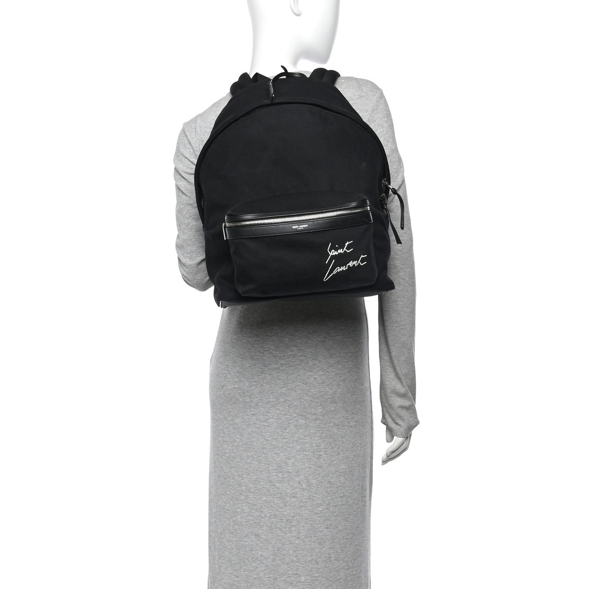Canvas Signature Embroidered City Backpack Black