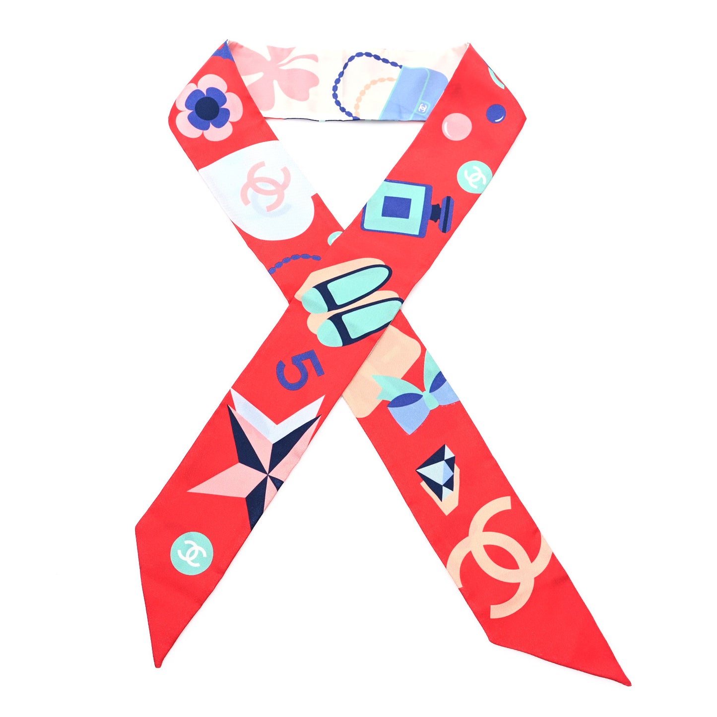 Silk Twill Slim Bandeau Scarf Multicolor