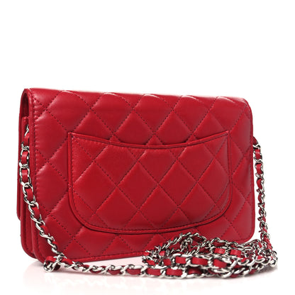 Chanel Lambskin Quilted Wallet On Chain WOC Red 3 of 11