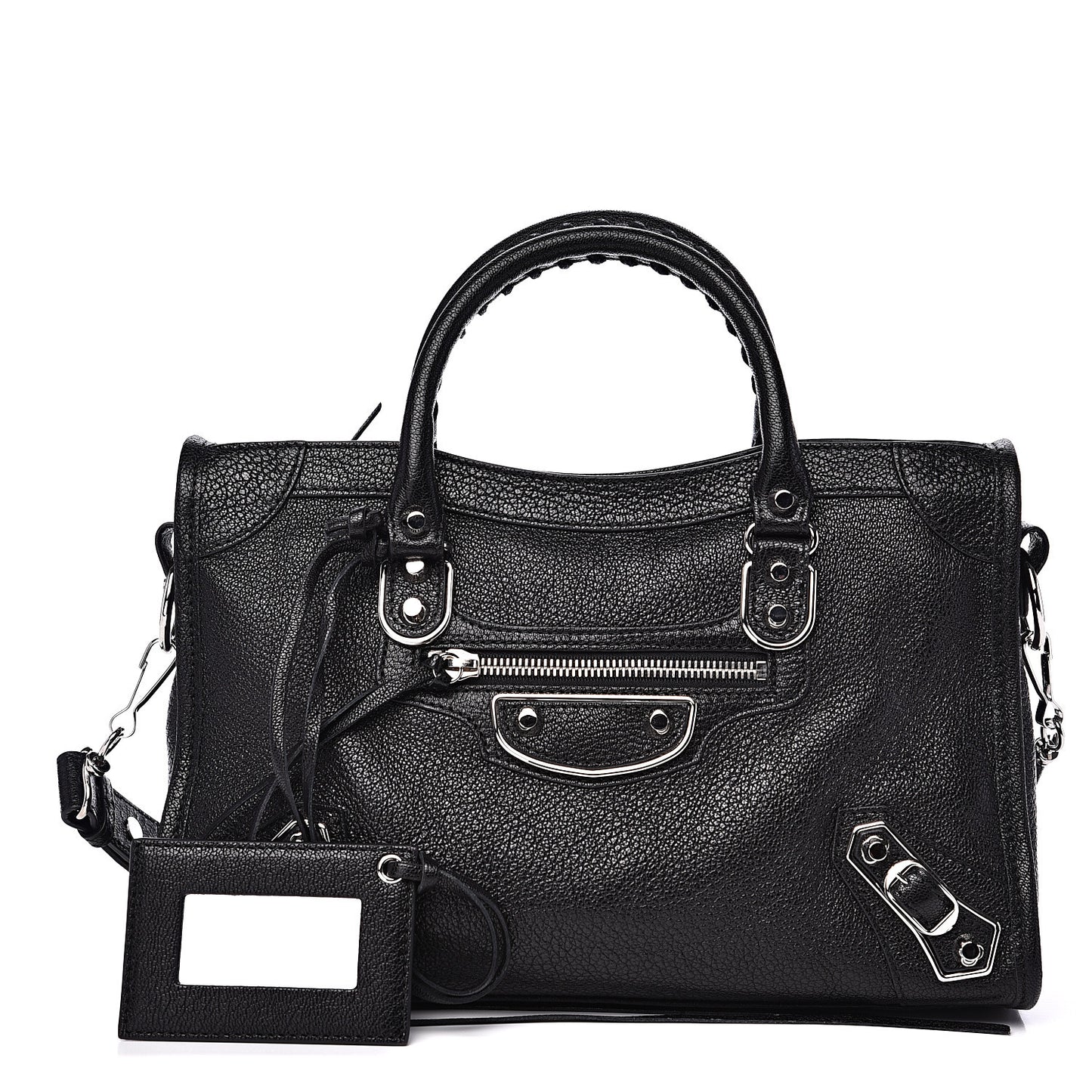 Chevre Silver Metallic Edge Hardware S City Black