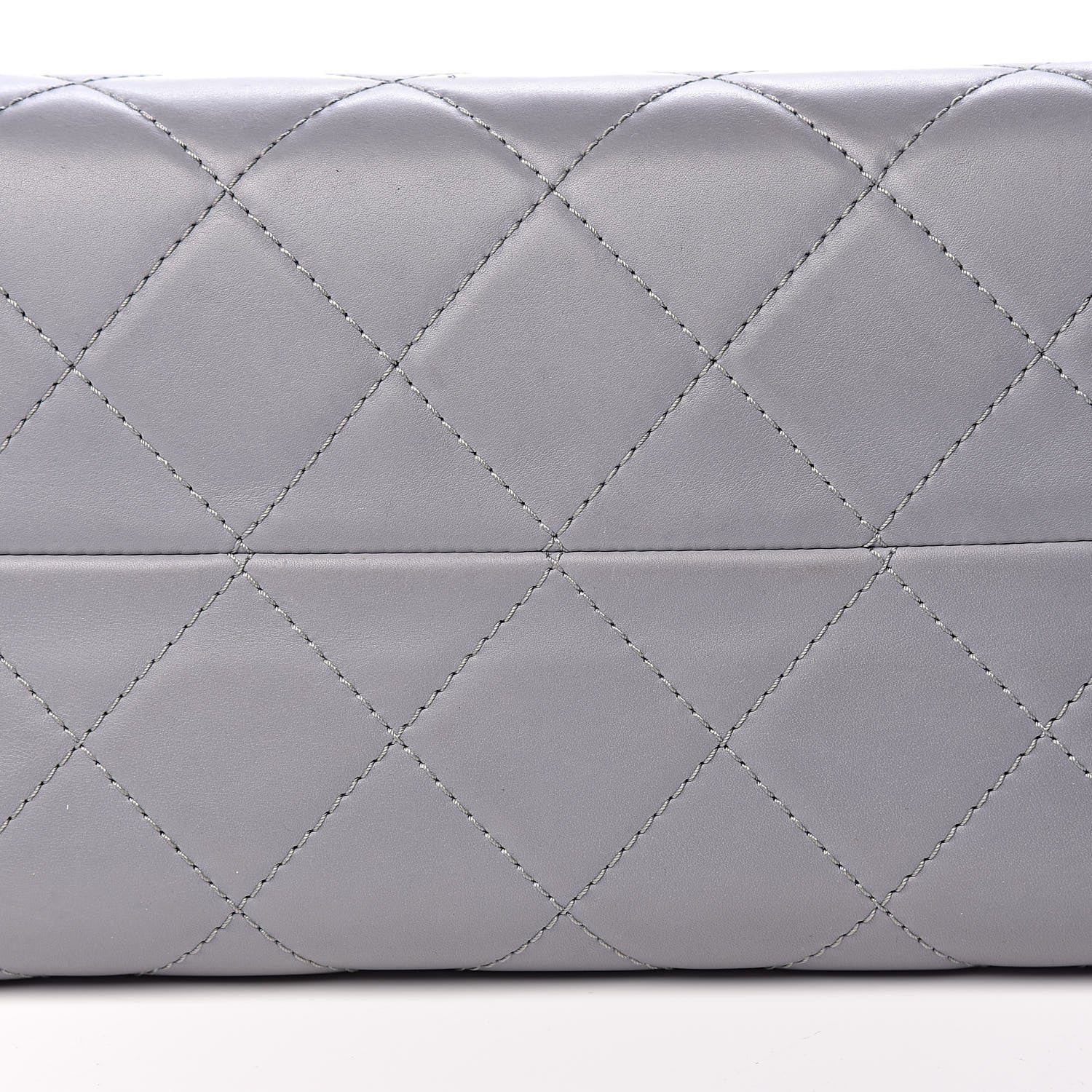 Chanel Calfskin Quilted Large Shopping In Chains Tote Light Grey 14 of 15