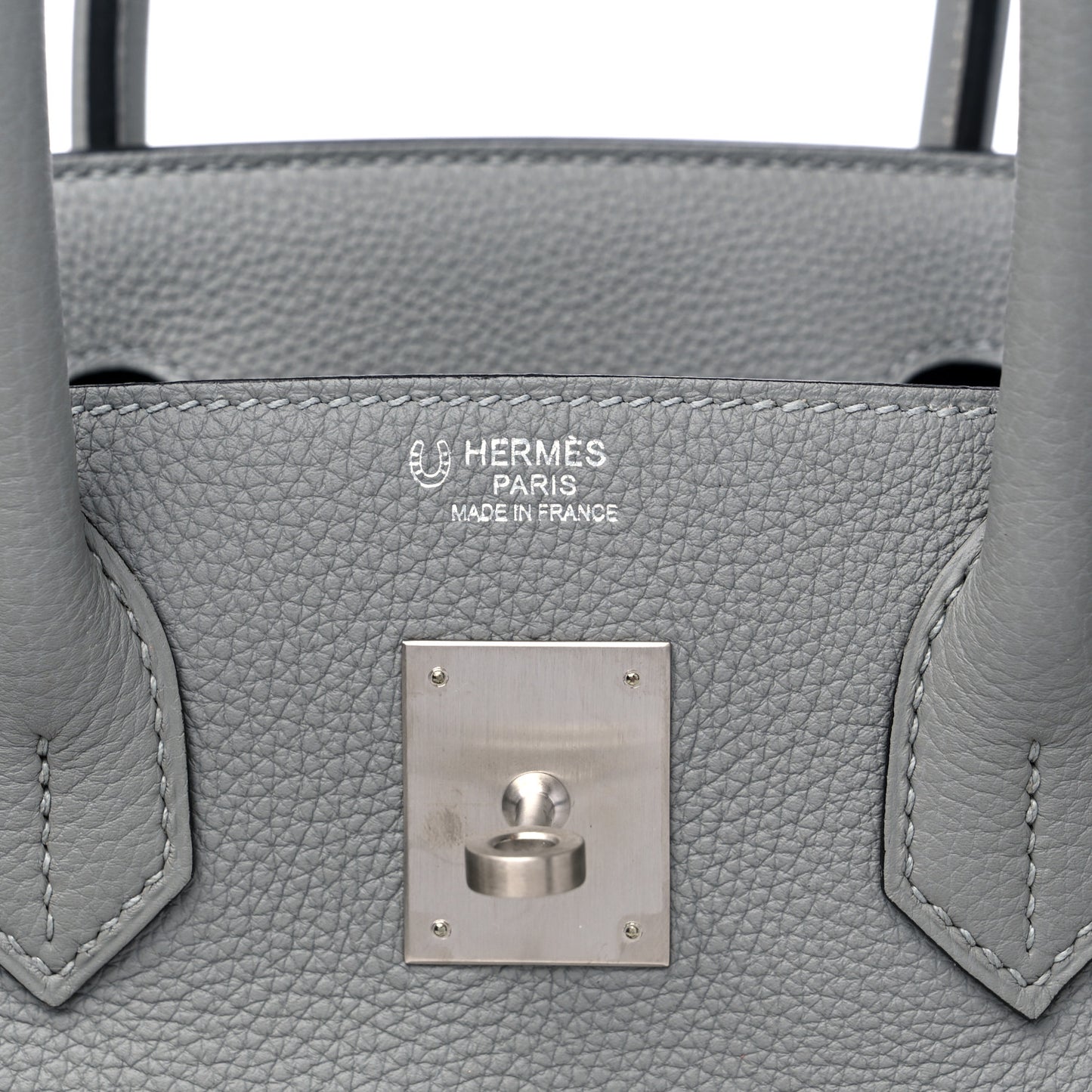 Togo Horseshoe Birkin 30 Gris Mouette Bleu Electrique