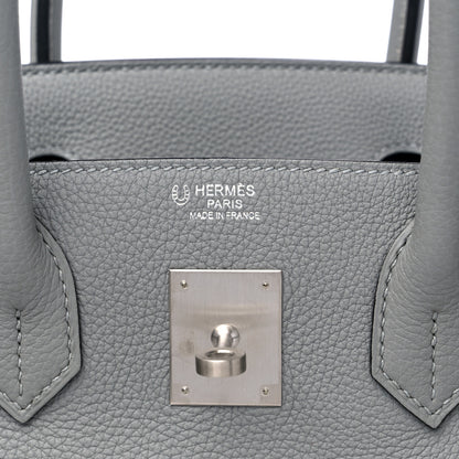 Hermes Togo Horseshoe Birkin 30 Gris Mouette Bleu Electrique 6 of 10