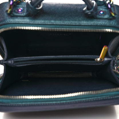 Chanel Iridescent Caviar Quilted Medium CC Filigree Vanity Case Dark Turquoise 5 of 11