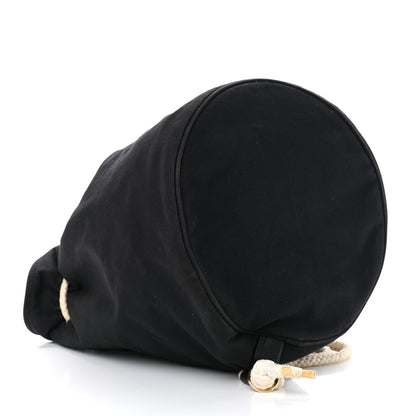 Chanel Canvas Drawstring Backpack Black White 4 of 17