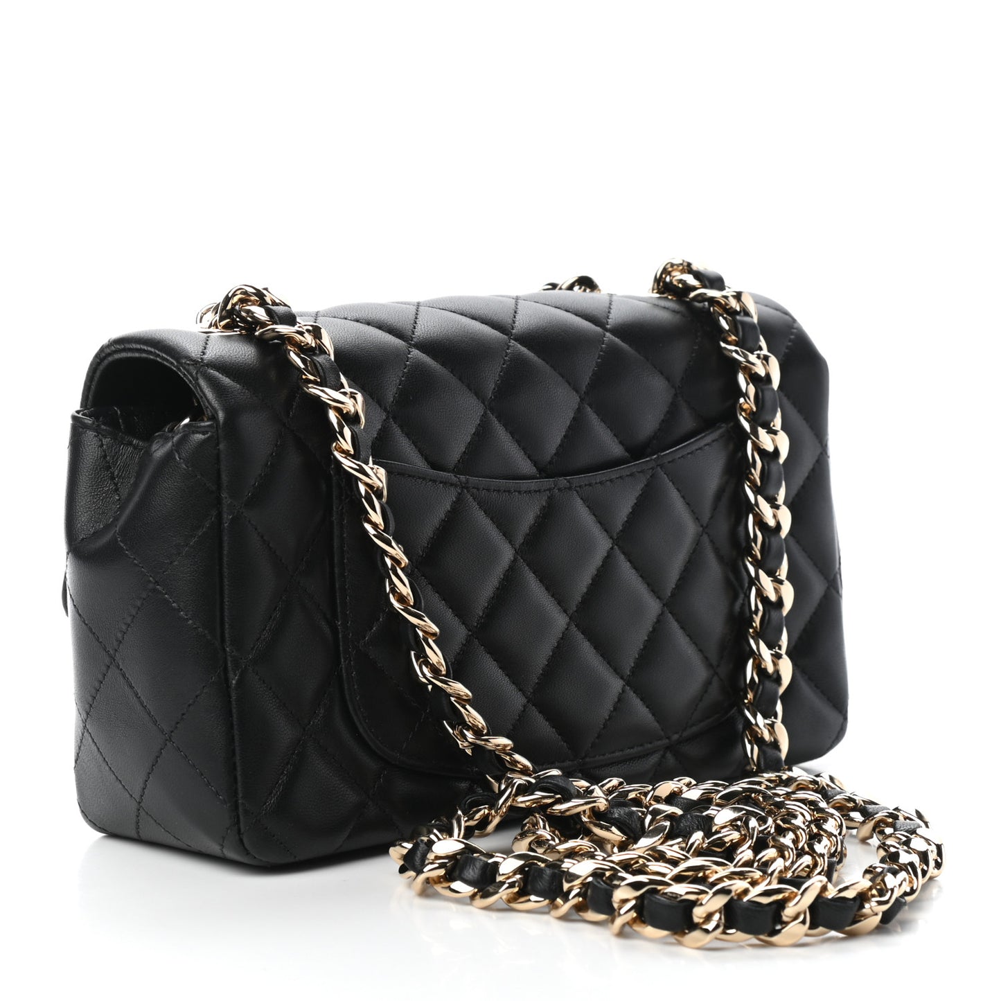 Lambskin Quilted Mini Coco Charms Rectangular Flap Black