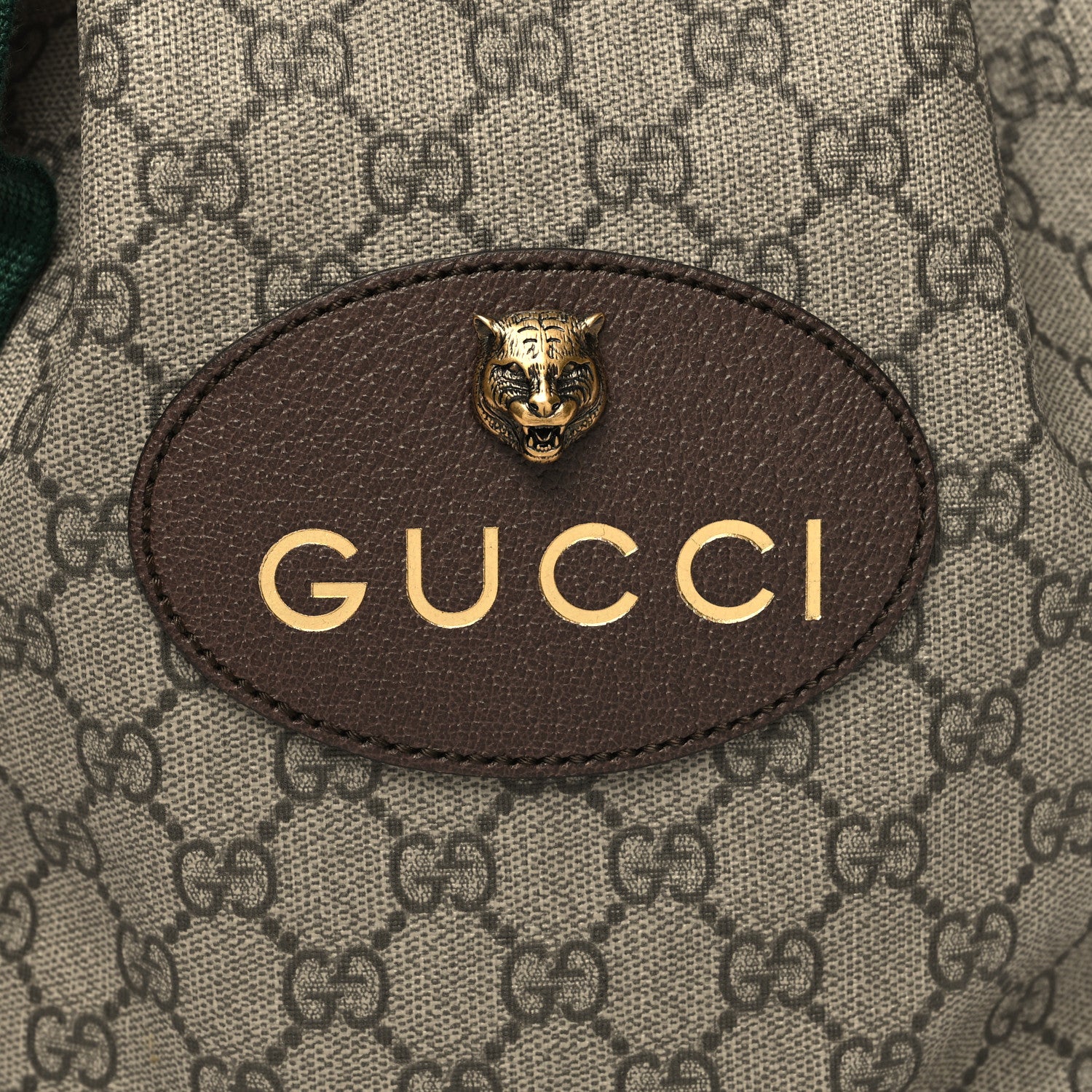 Gucci GG Supreme Monogram Neo Vintage Drawstring Bucket Backpack Beige New Acero Crop 8 of 10