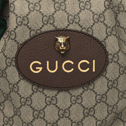 Gucci GG Supreme Monogram Neo Vintage Drawstring Bucket Backpack Beige New Acero Crop 8 of 10