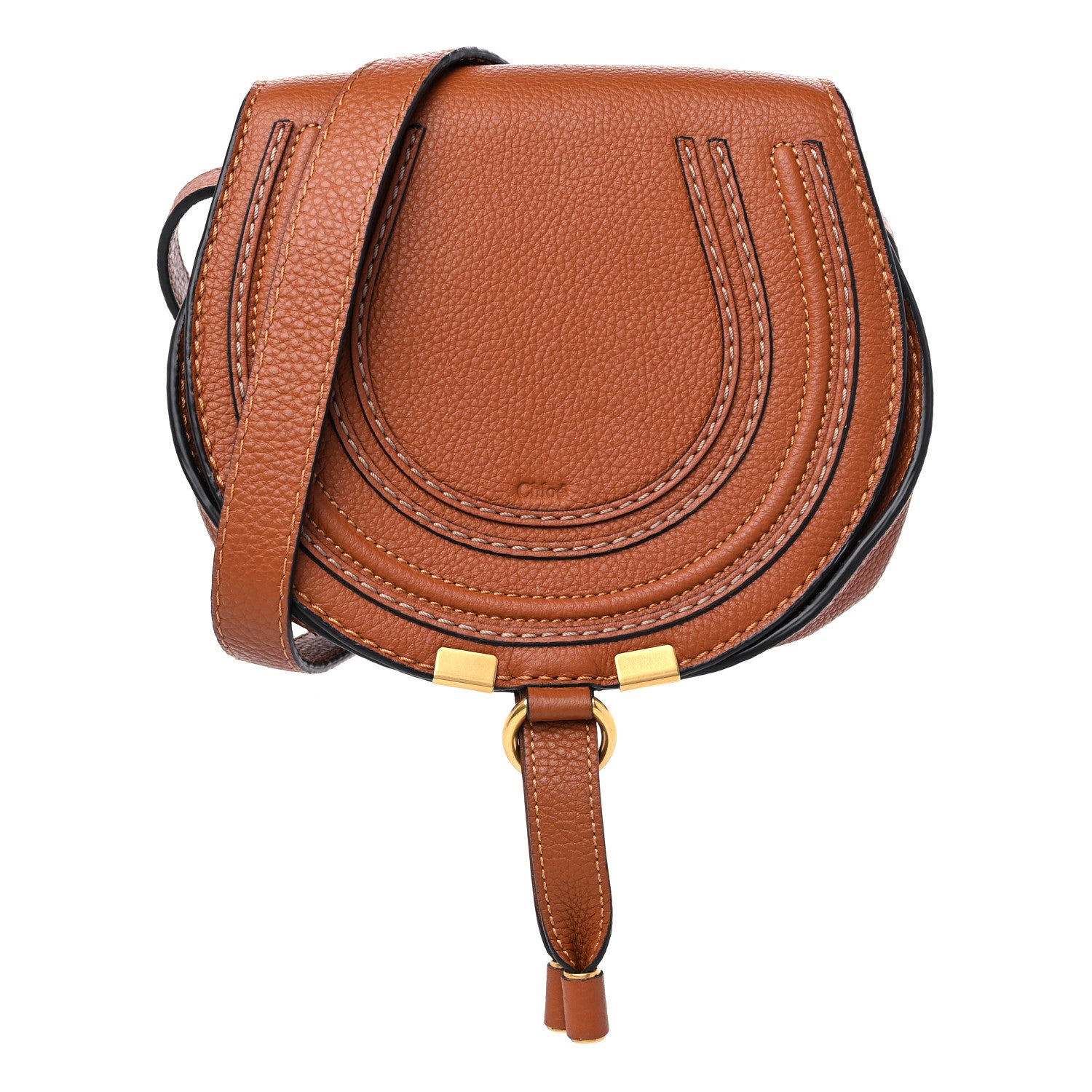 Chloe Calfskin Mini Marcie Round Crossbody Bag Tan 1 of 8