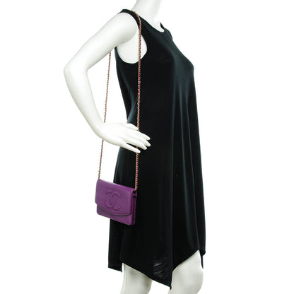 Chanel Caviar Timeless CC Wallet On Chain WOC Purple 2 of 8