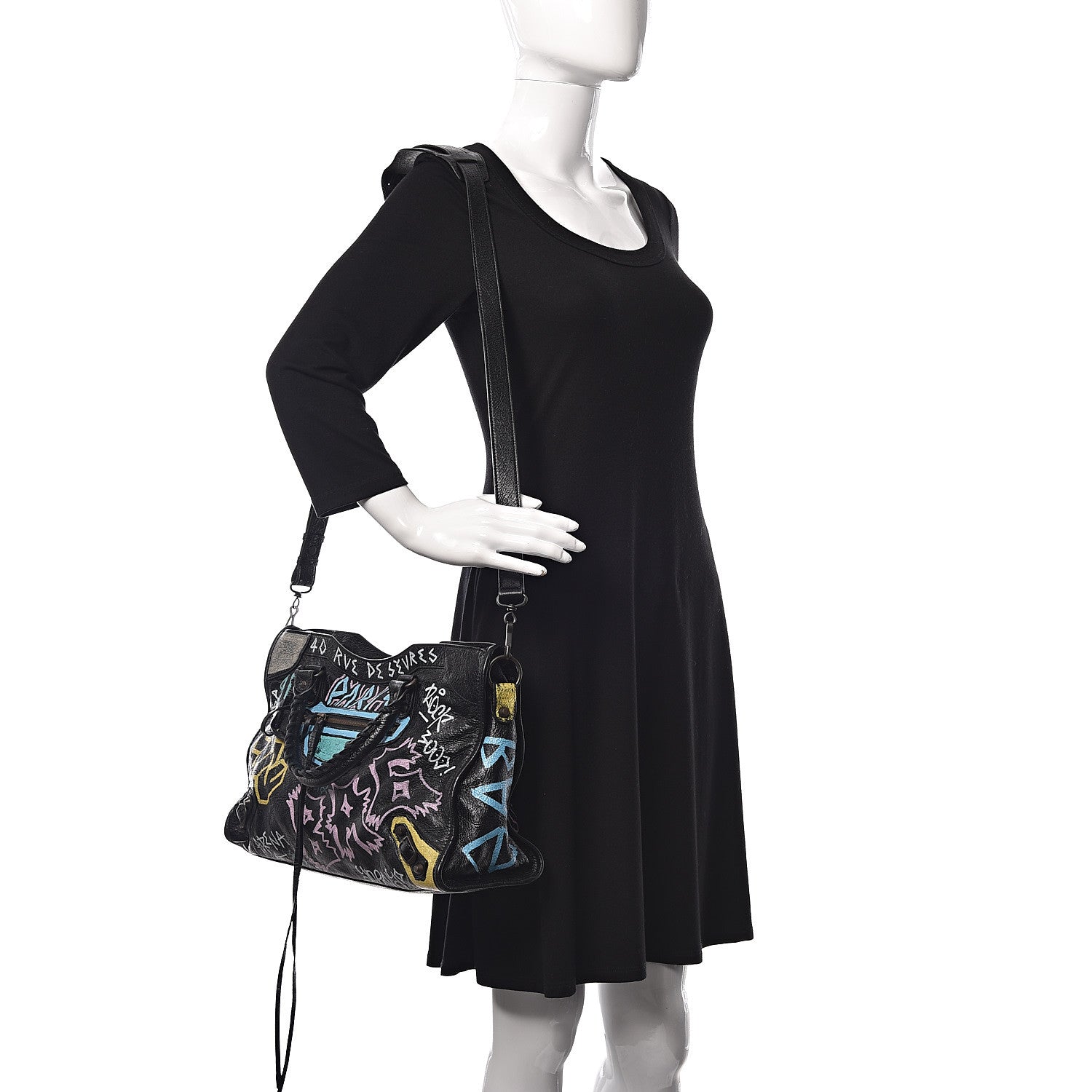 Balenciaga Agneau Graffiti All Over Classic Hardware City Black Multicolor 2 of 10