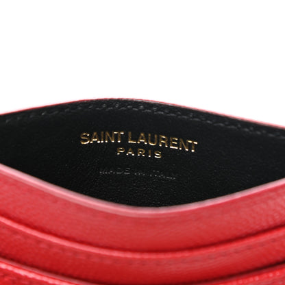 Saint Laurent Grain De Poudre Matelasse Chevron Monogram Credit Card Case Rouge Eros 6 of 10