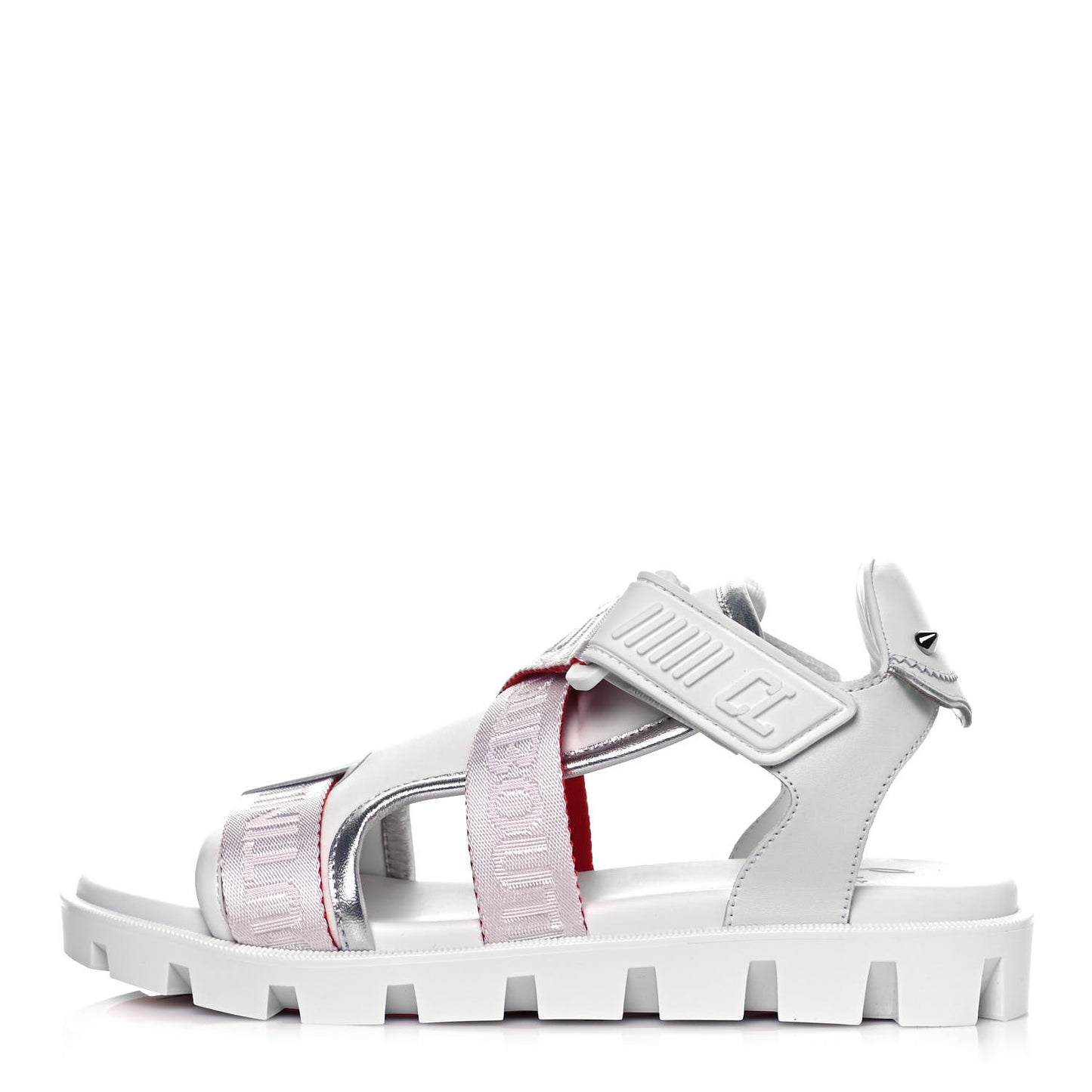 Calfskin Velcrissimo Flat Sandals 37.5 Blanco Silver