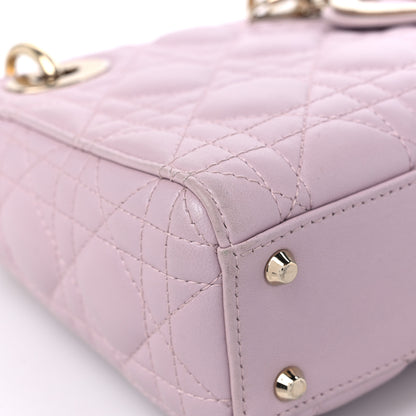 Christian Dior Metallic Calfskin Cannage Mini Lady Dior Pink 7 of 15