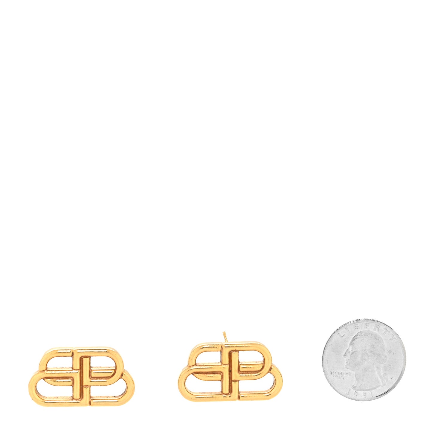 Metal BB Logo Earrings Gold