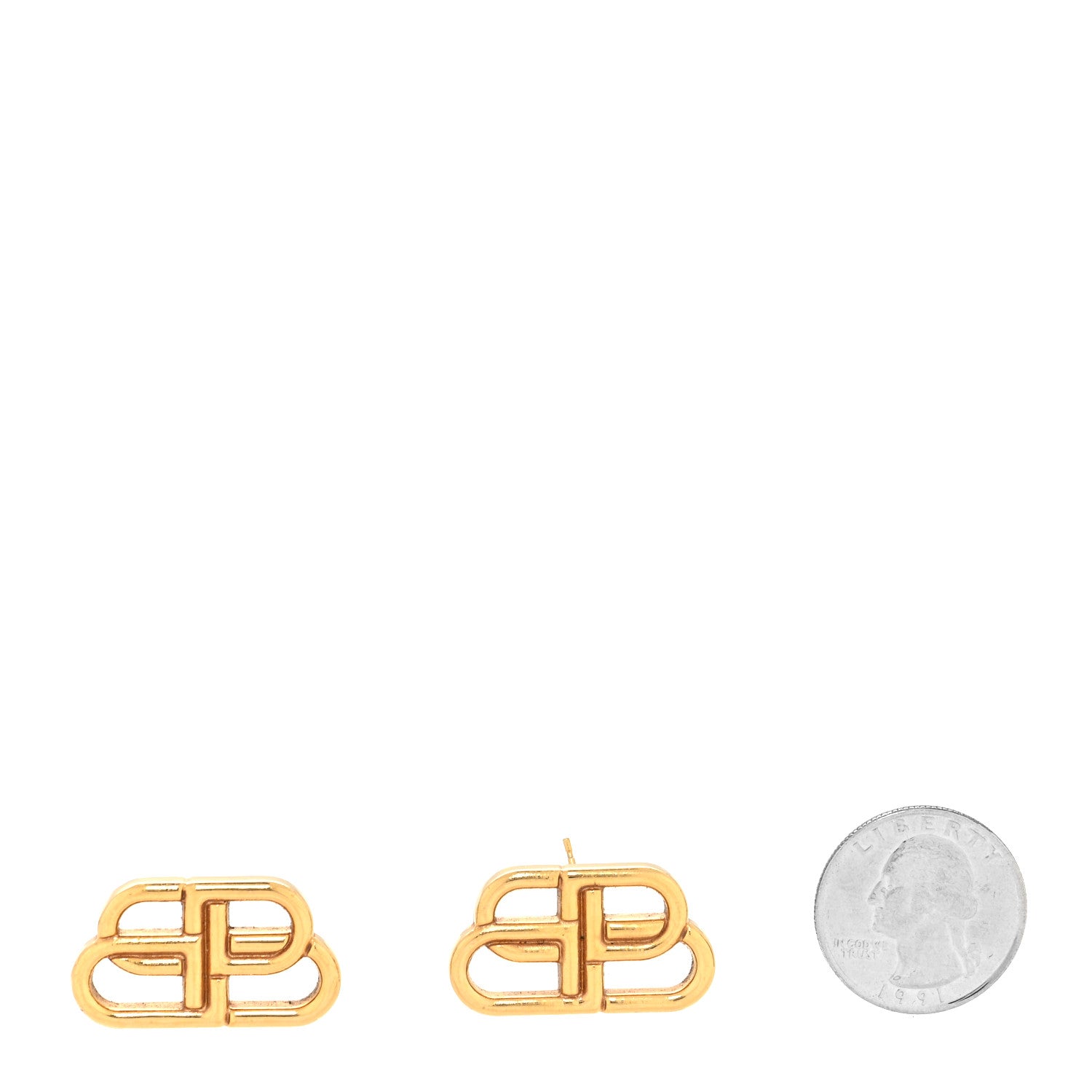 Balenciaga Metal BB Logo Earrings Gold 2 of 5