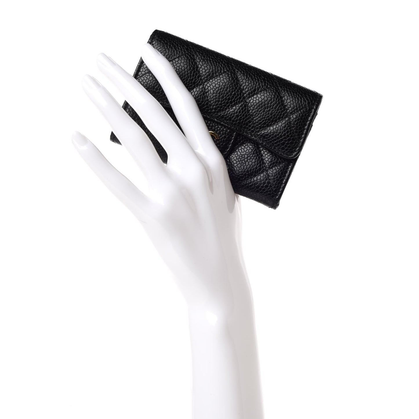 Caviar Quilted Flap Card Holder Black