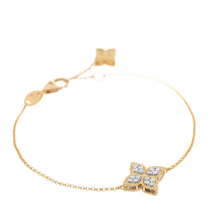 Roberto Coin 18K Yellow White Gold Diamond Princess Flower Charm Bracelet 1 of 4