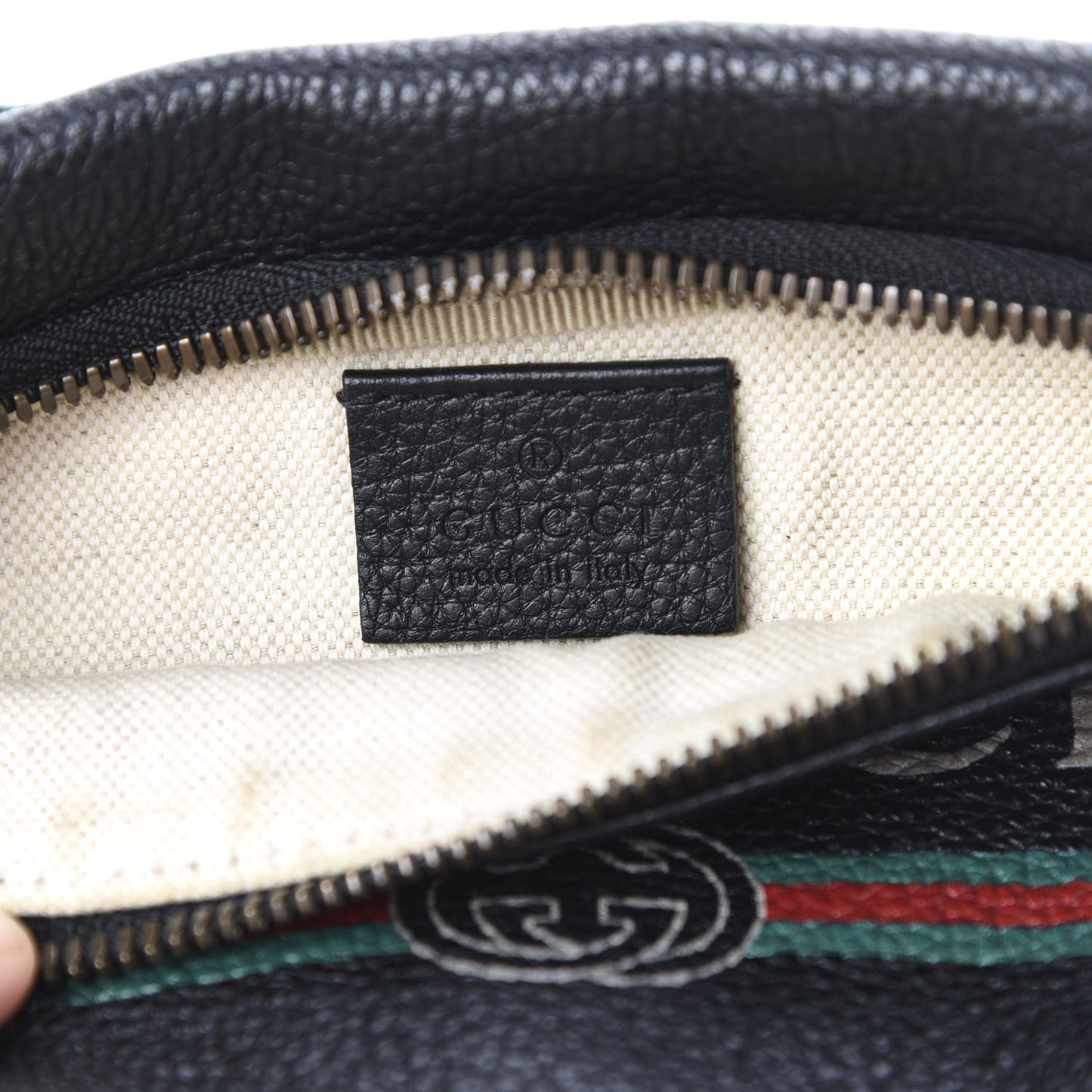 Grained Calfskin Small Logo Belt Bag Black
