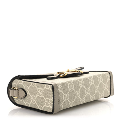 Gucci GG Supreme Monogram Textured Dollar Calfskin Mini Horsebit 1955 Shoulder Bag Beige Mystic White Oatmeal 4 of 12