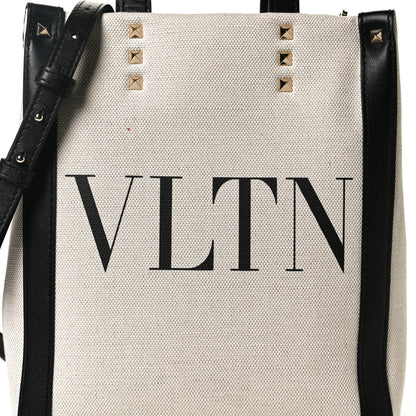 Valentino Garavani Canvas VLTN Print Tote Black Ivory 7 of 11