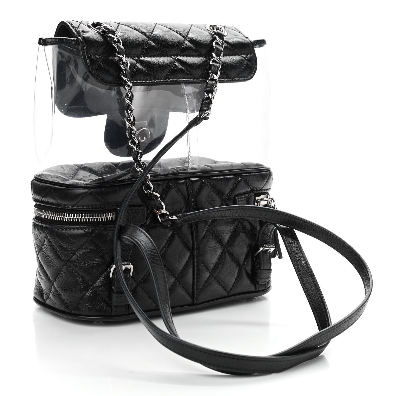 Chanel Crumpled Calfskin PVC Quilted Backpack Black 3 of 10