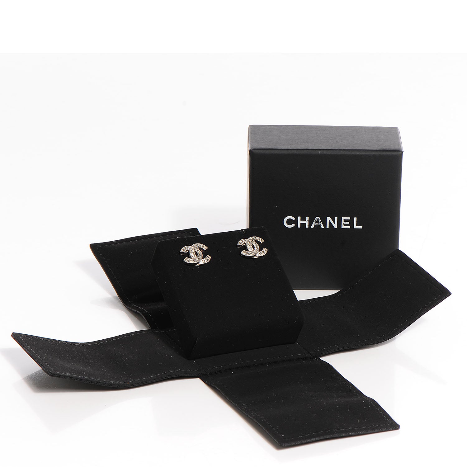 Chanel Crystal CC Earrings Silver 6 of 6