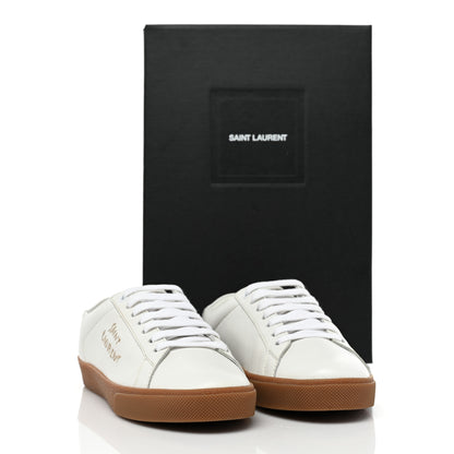Saint Laurent Calfskin Embroidered Court Classic Sneakers 37.5 White 10 of 10