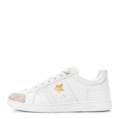 Christian Dior Calfskin Suede Dior Star Low Top Sneakers 37.5 White Black 1 of 8
