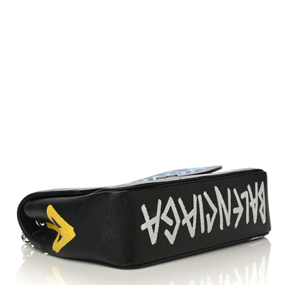 Balenciaga Grained Calfskin Graffiti M BB Round Shoulder Bag Black Multicolor 4 of 17