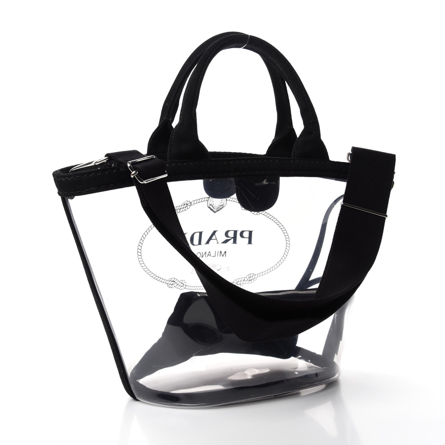 Prada Plexiglass Canapa Small Shopper Tote Black 3 of 11