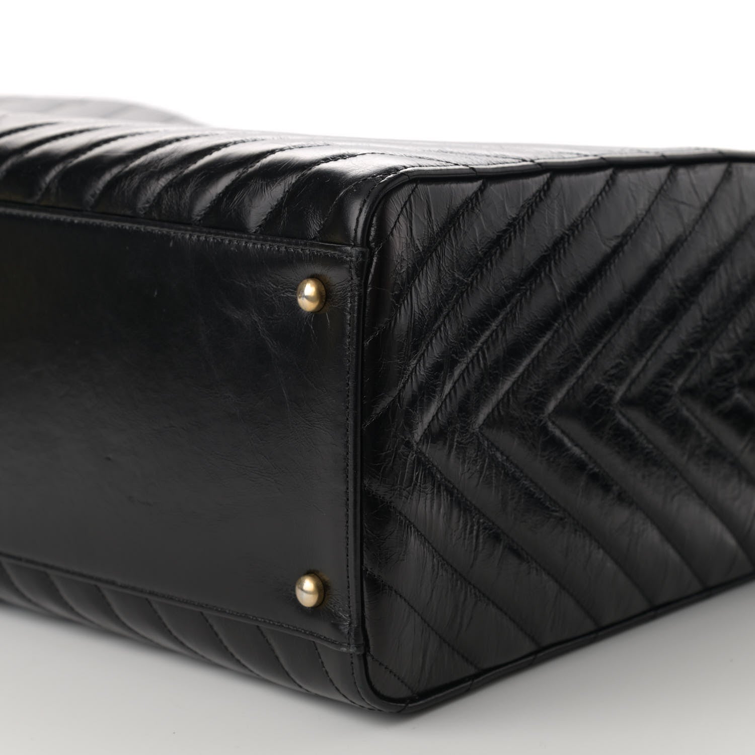 Chanel Aged Calfskin Chevron Large Coco Handle Shopping Tote Black 11 of 11