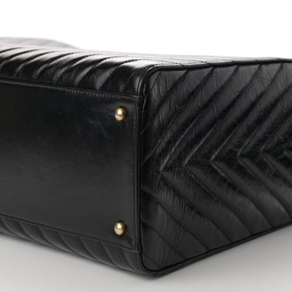 Chanel Aged Calfskin Chevron Large Coco Handle Shopping Tote Black 11 of 11