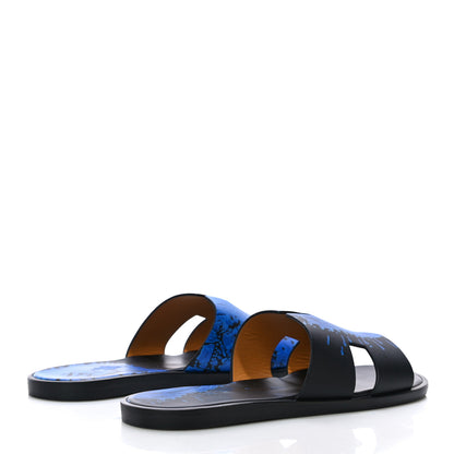Hermes Calfskin Mens Peinture Fraiche Izmir Sandals 42.5 Bleu Electrique 4 of 16