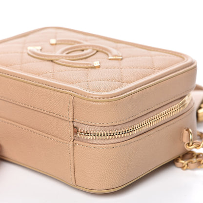 Chanel Caviar Quilted Small CC Filigree Vanity Case Beige 9 of 12