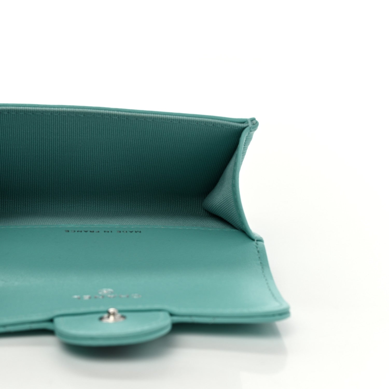Chanel Lambskin Quilted Flap Card Holder Wallet Turquoise 6 of 11