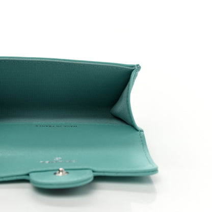 Chanel Lambskin Quilted Flap Card Holder Wallet Turquoise 6 of 11