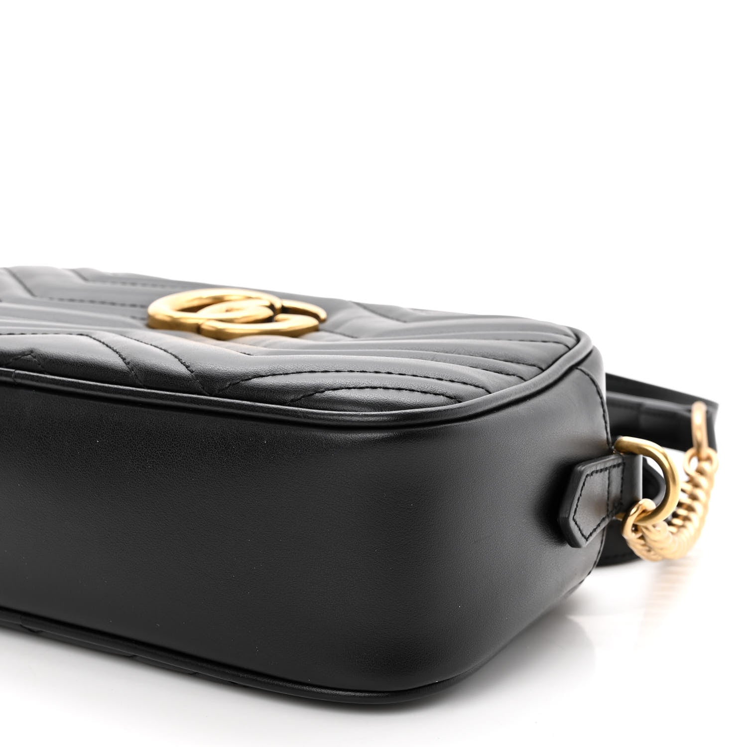 Gucci Calfskin Matelasse Small GG Marmont Chain Shoulder Bag Black 10 of 10