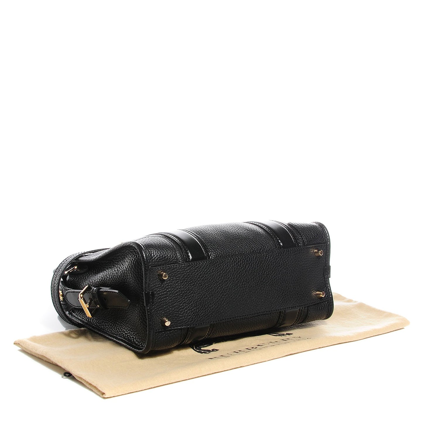 London Grainy Calfskin Medium Minford Portrait Tote Black