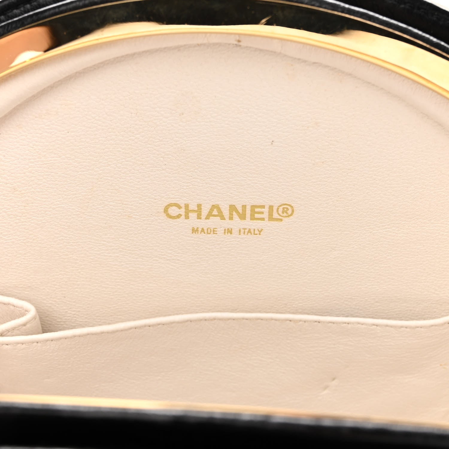 Chanel Lambskin Kisslock Round Bag Black White 6 of 13