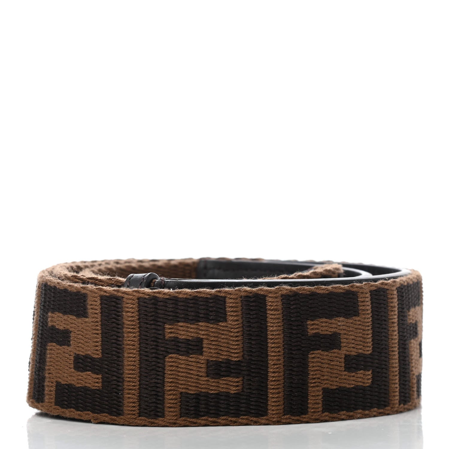 Fendi Ribbon Vitello Century FF 1974 Flat Studded Strap You Fango Marrone Ebano 2 of 4
