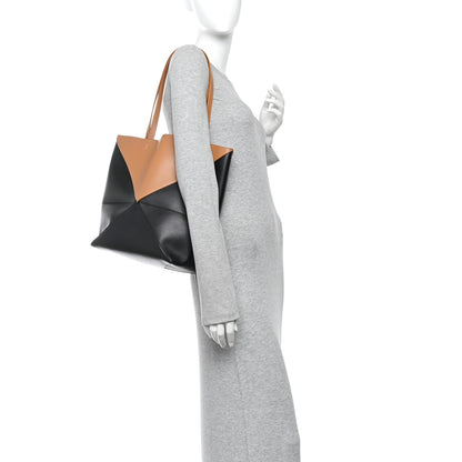 Loewe Shiny Calfskin Large  Puzzle Fold Tote Warm Desert Black 2 of 10