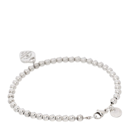 Tiffany Sterling Silver Enamel Diamond 4mm Return to Tiffany Heart Tag Bead Bracelet Blue 3 of 9